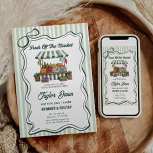 Green Fresh Off The Market Bridal Shower Invitation