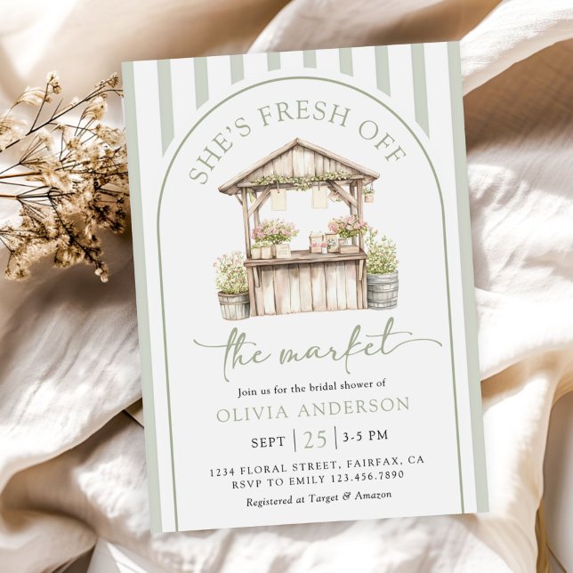 Green Fresh Off The Market Bridal Shower Invitation (Creator Uploaded)