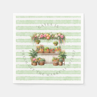Green Fresh off the Market Bridal Shower Napkin