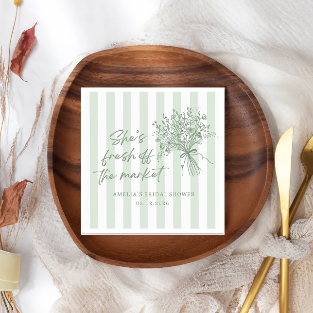 Green Fresh Off the Market Bridal Shower Napkin (Creator Uploaded)