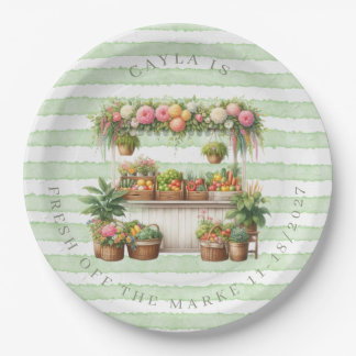 Green Fresh off the Market Bridal Shower Paper Plate