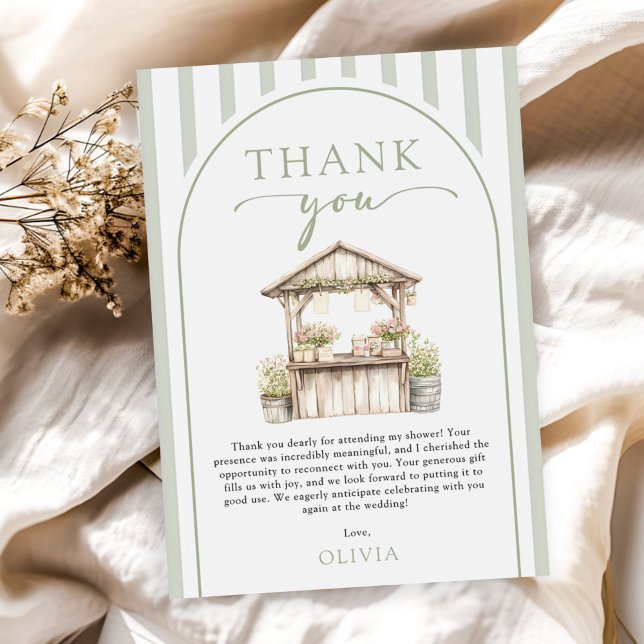 Green Fresh off the Market Bridal Shower Thank You Card (Creator Uploaded)