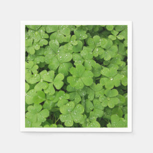 Green fresh shamrock, lucky St. Patricks clover Napkin
