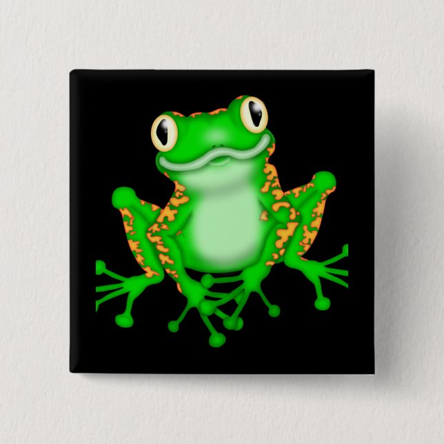 Green Frog 15 Cm Square Badge (Front)