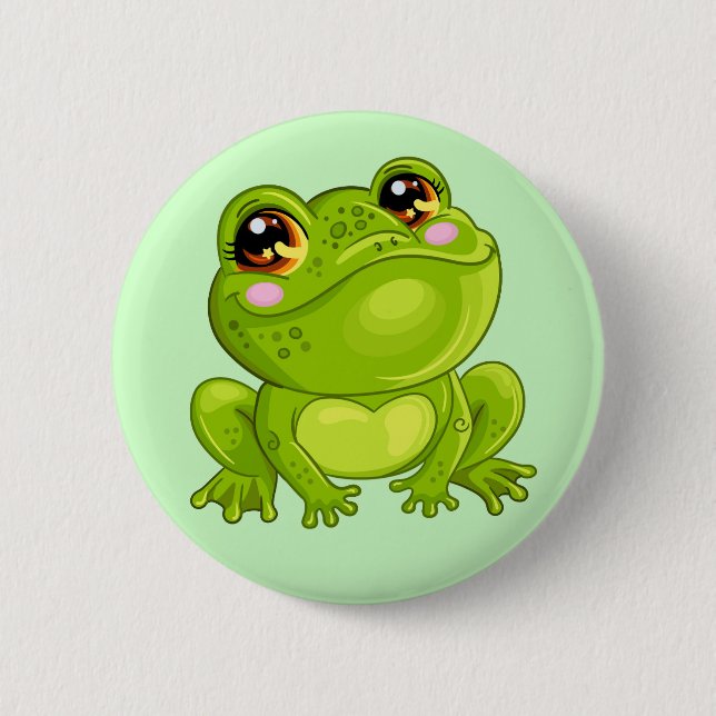 Green Frog 6 Cm Round Badge (Front)