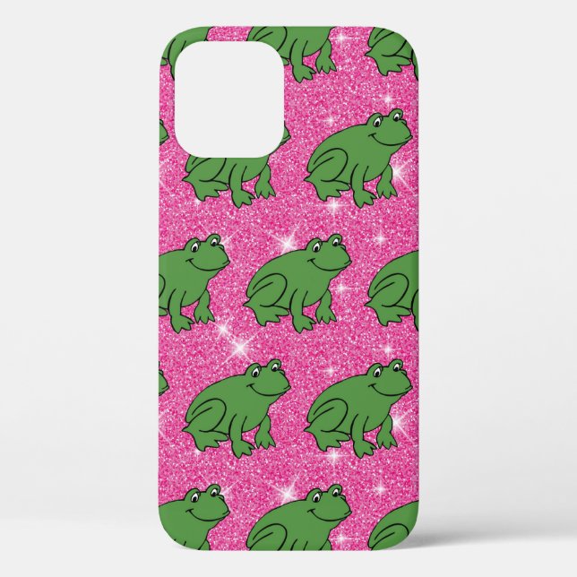 Green Frog Amphibian Animals Pink Glitter Fantasy Case-Mate iPhone Case (Back)