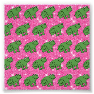 Green Frog Amphibian Animals Pink Glitter Fantasy Photo Print