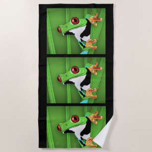 Green Frog Beach Towel