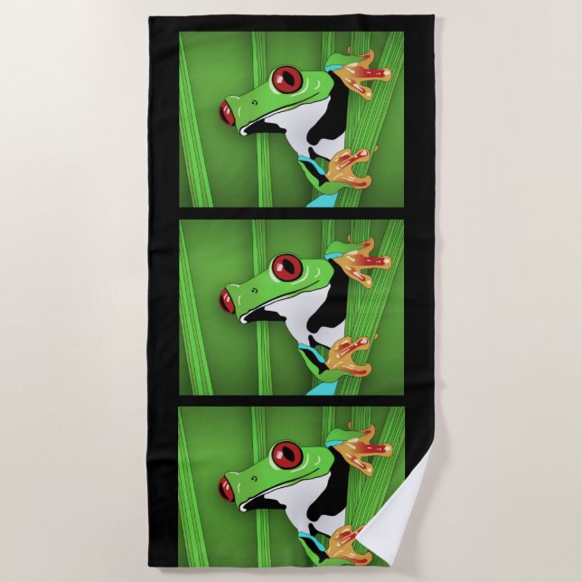 Green Frog Beach Towel (Front)