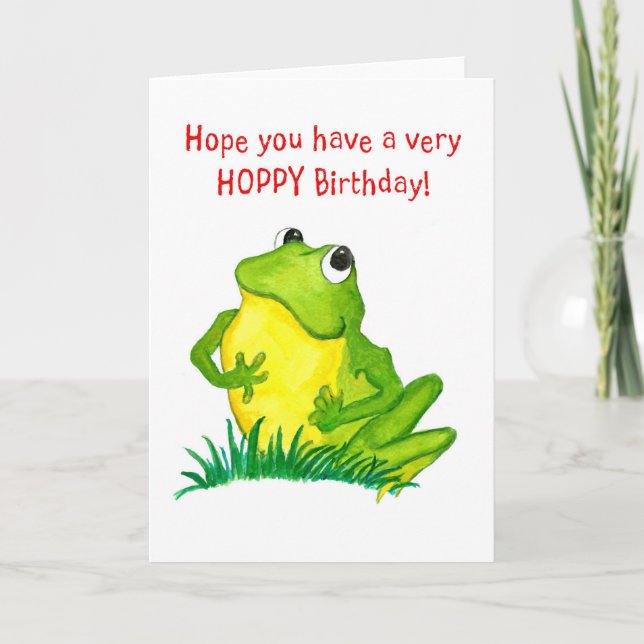 Green Frog Birthday Card (Front)