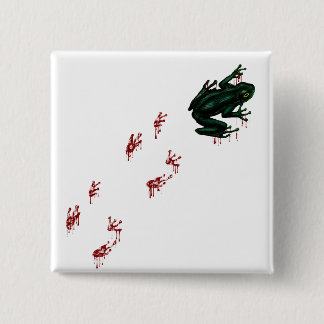 Green Frog Blood Footprints Goth Amphibian 15 Cm Square Badge