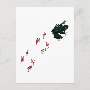Green Frog Blood Footprints Goth Amphibian Postcard