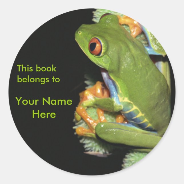 Green Frog Bookplate Sticker (Front)