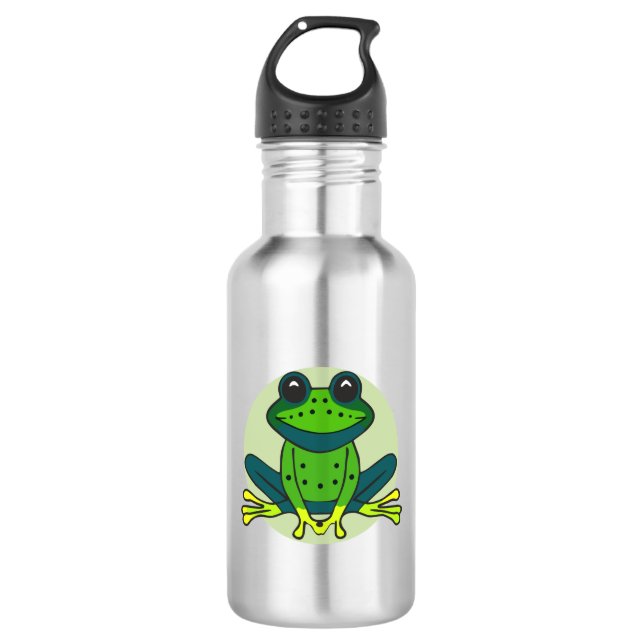 Green Frog Cartoon-74742 532 Ml Water Bottle (Front)