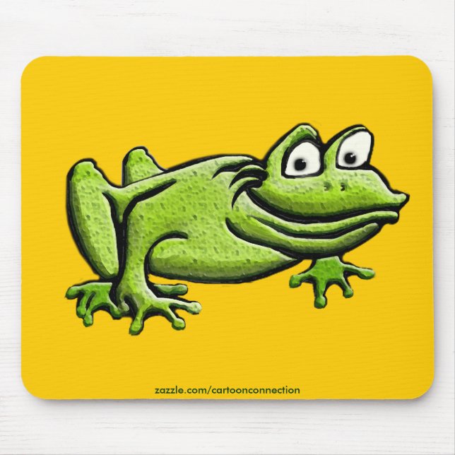 Green Frog Cartoon Mouse Mat (Front)