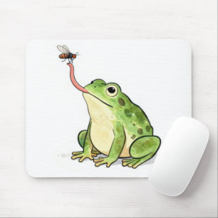 Green Frog Catching a Fly Mouse Mat