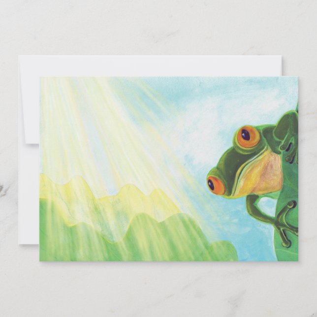 Green Frog catching sunrays  Invitation (Front)
