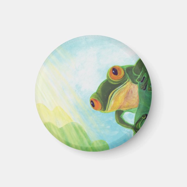 Green Frog catching sunrays  Magnet (Front)