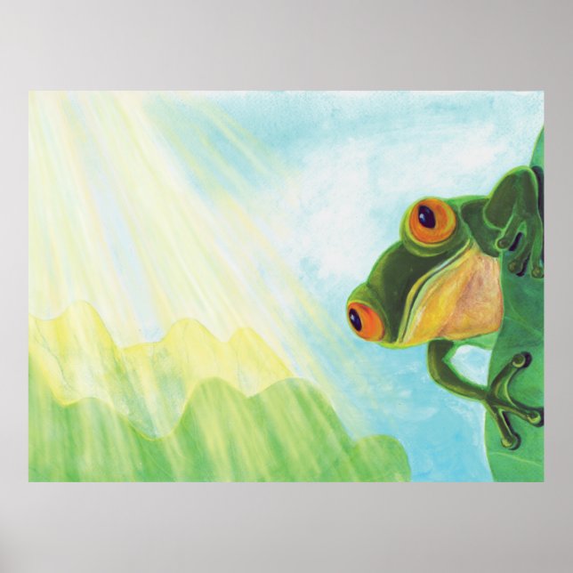 Green Frog catching sunrays  Poster (Front)