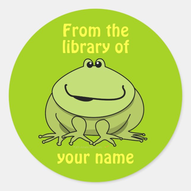 Green Frog Custom Bookplates Stickers for Kids (Front)