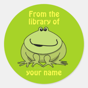 Green Frog Custom Bookplates Stickers for Kids