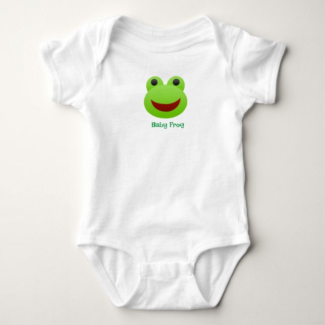 Green Frog Emoji Baby Bodysuit (Front)