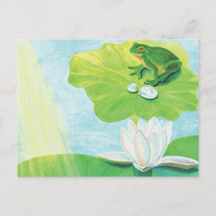 Green Frog Enjoying Sun Rays Illustration Postcard