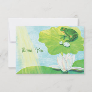 Green Frog Enjoying Sun Rays Illustration Thank You Card
