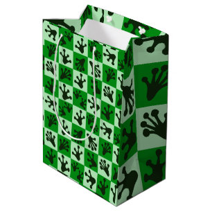 Green Frog Feet Whimsical Animal Tracks Medium Gift Bag