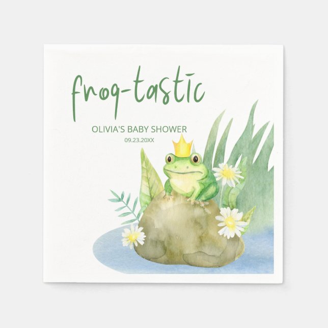 Green Frog Frog-tastic Baby Shower Napkin (Front)
