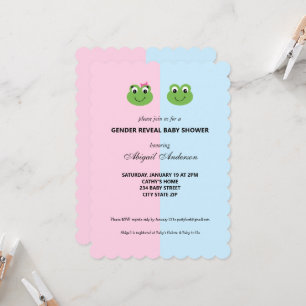 Green Frog Gender Reveal Baby Shower Invitation