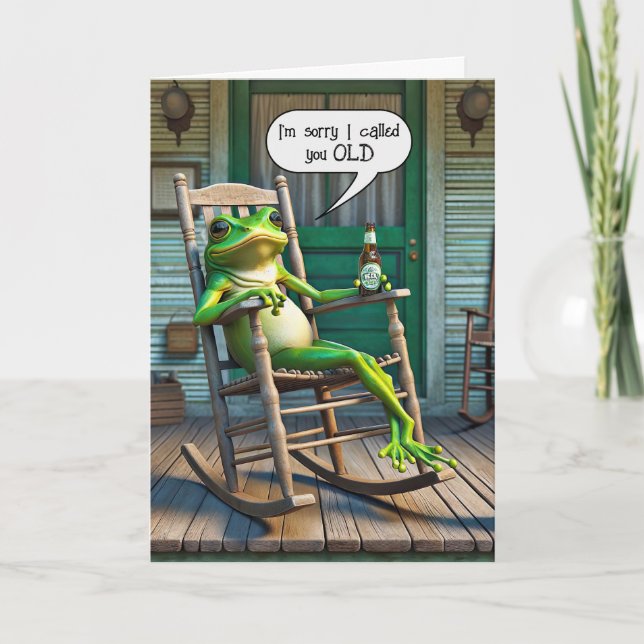 Green Frog Getting Old Birthday Humour Card (Front)