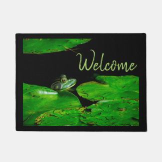 Green Frog Hiding Doormat