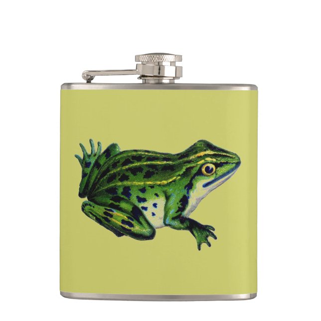 Green Frog Hip Flask (Front)