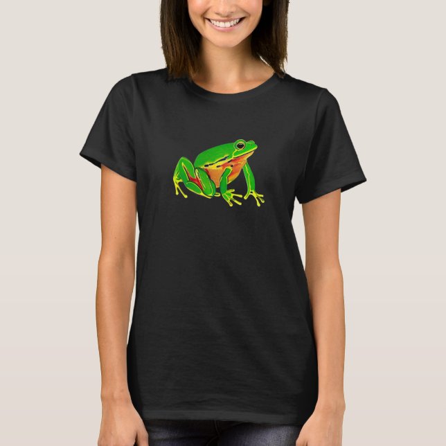 Green Frog Impressionist Portrait Amphibian Aesthe T-Shirt (Front)