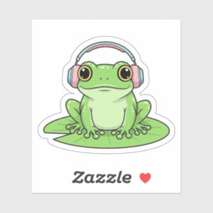 Green Frog Listening Music – Pastel Vibe
