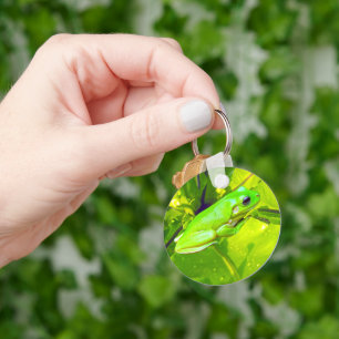 Green Frog On A Leaf, Key Ring
