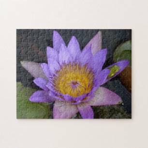 green frog on a purple lily jigsaw puzzle