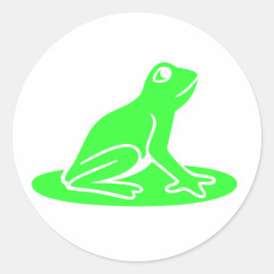 Green Frog on White Classic Round Sticker
