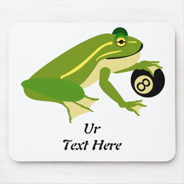 Green Frog Palming an Eight Ball Mouse Mat (Front)