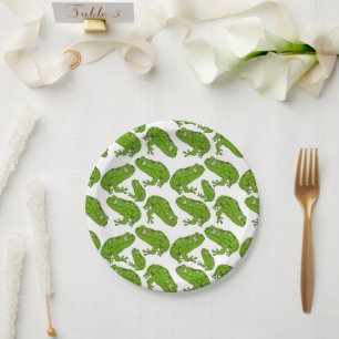 Green Frog Paper Plate