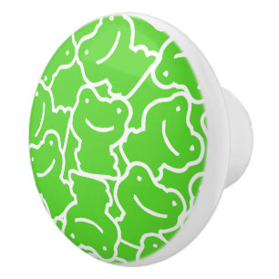 Green Frog Pattern Ceramic Knob