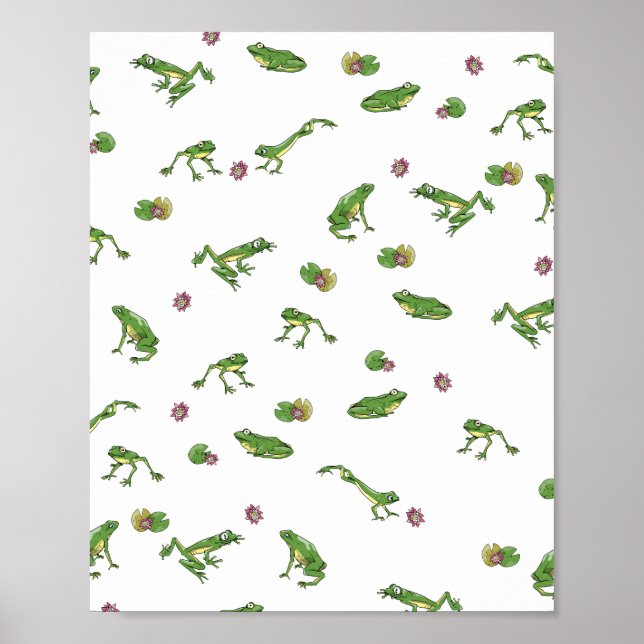 Green Frog Pattern Poster (Front)