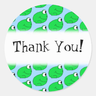 Green Frog Pattern. Thank You. Classic Round Sticker
