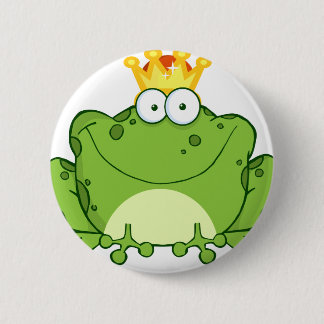 Green Frog Prince Cartoon Character 6 Cm Round Badge