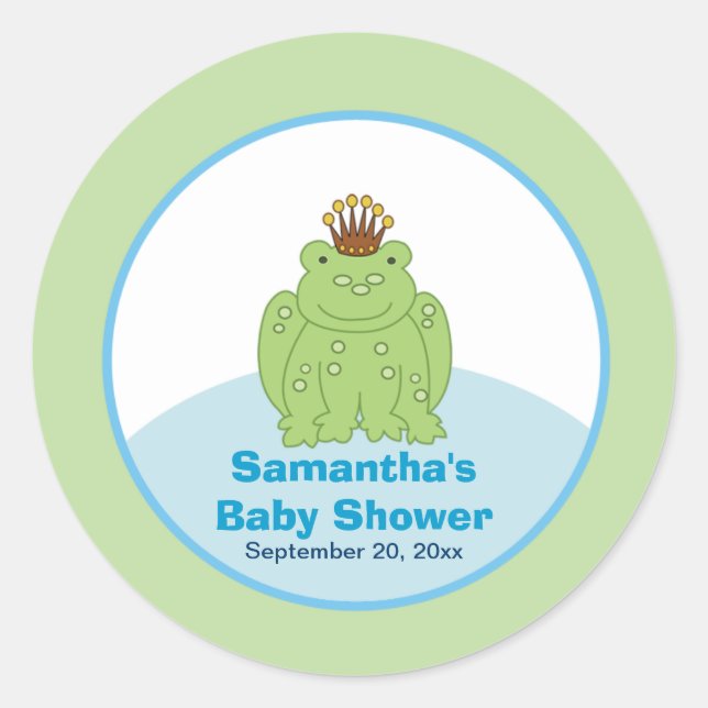 Green Frog Prince Round Custom Favour Sticker (Front)