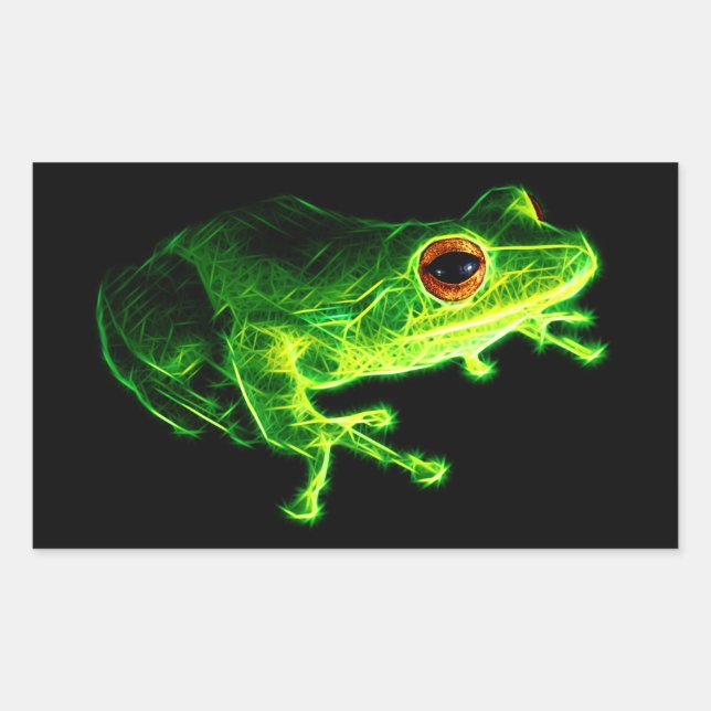 Green Frog Rectangular Sticker (Front)