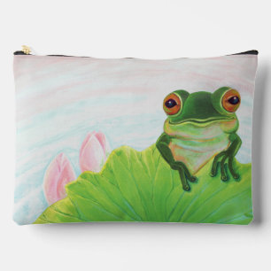 Green Frog Relaxing in the pond  Accessory Pouch