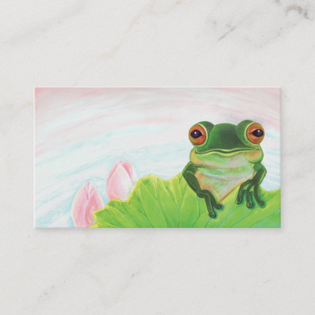 Green Frog Relaxing in the Pond Enclosure Card (Front)