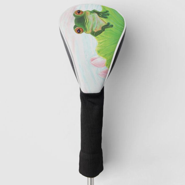 Green Frog Relaxing in the pond  Golf Head Cover (Front)